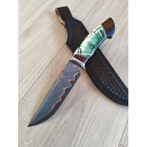 КАЙМАН ніж ручної роботи майстра MV Knify, сталь K390™ в обкладках багатошарового нержавіючого дамаску та міді, 63 HRC. Photo 2